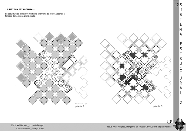 Heztberger,centraal beheer, plantas, secciones, plants, cuts, sections, elevations,historia,construccion,construction,axonometria