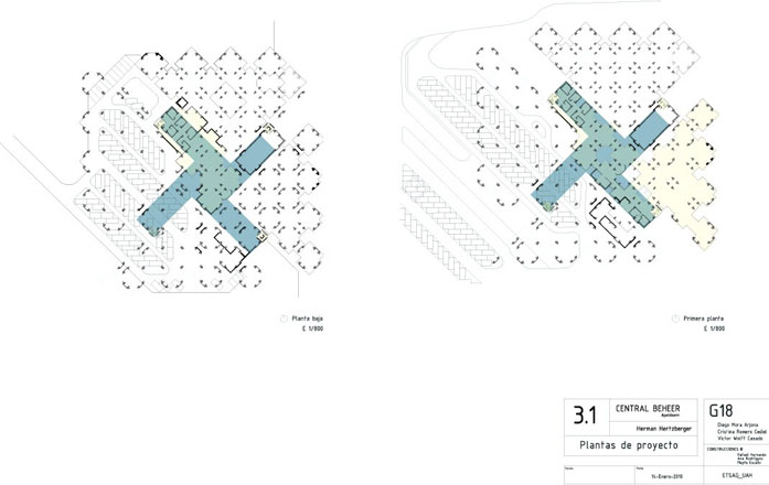 Heztberger,centraal beheer, plantas, secciones, plants, cuts, sections, elevations,historia,construccion,construction,axonometria