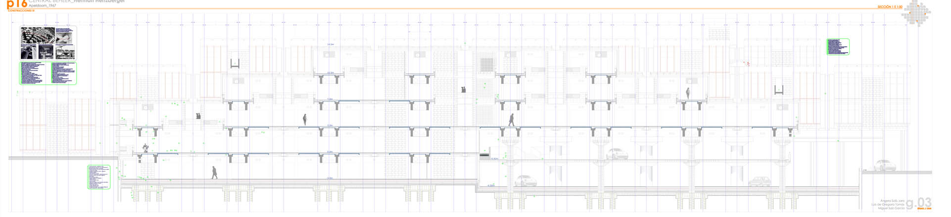 Heztberger,centraal beheer, plantas, secciones, plants, cuts, sections, elevations,historia,construccion,construction,axonometria