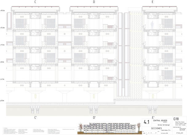 Heztberger,centraal beheer, plantas, secciones, plants, cuts, sections, elevations,historia,construccion,construction,axonometria