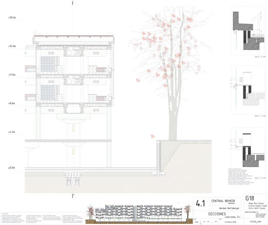 Heztberger,centraal beheer, plantas, secciones, plants, cuts, sections, elevations,historia,construccion,construction,axonometria