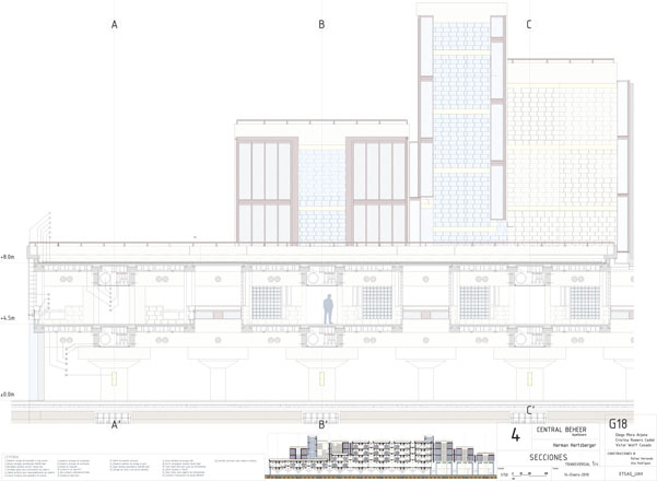 Heztberger,centraal beheer, plantas, secciones, plants, cuts, sections, elevations,historia,construccion,construction,axonometria