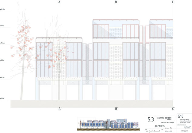 Heztberger,centraal beheer, plantas, secciones, plants, cuts, sections, elevations,historia,construccion,construction,axonometria